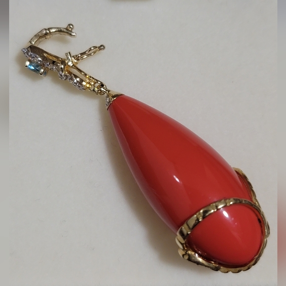 18K Orange Coral Gemstone pendant Brand new🔥 - Picture 4 of 9